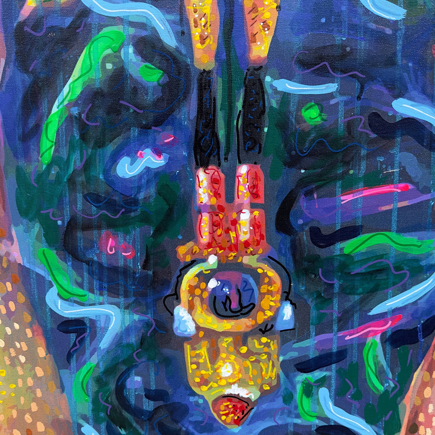 Painting: My own universe inside my bathtub 117x120 cm / 46x48 in with AR
