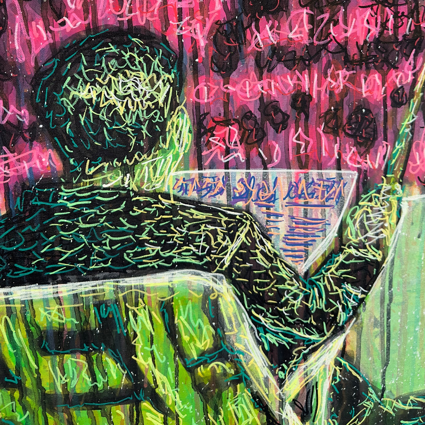 Painting: Illusion Fishermen 120x90 cm / 48x36 in with AR