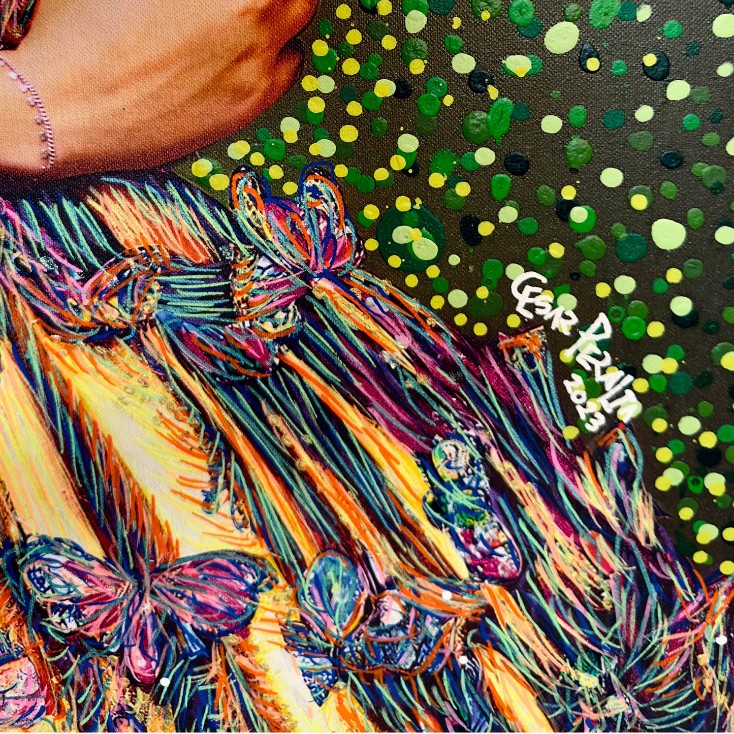 Painting: Butterfly Whisperer 60x100 cm / 24x40 in with AR