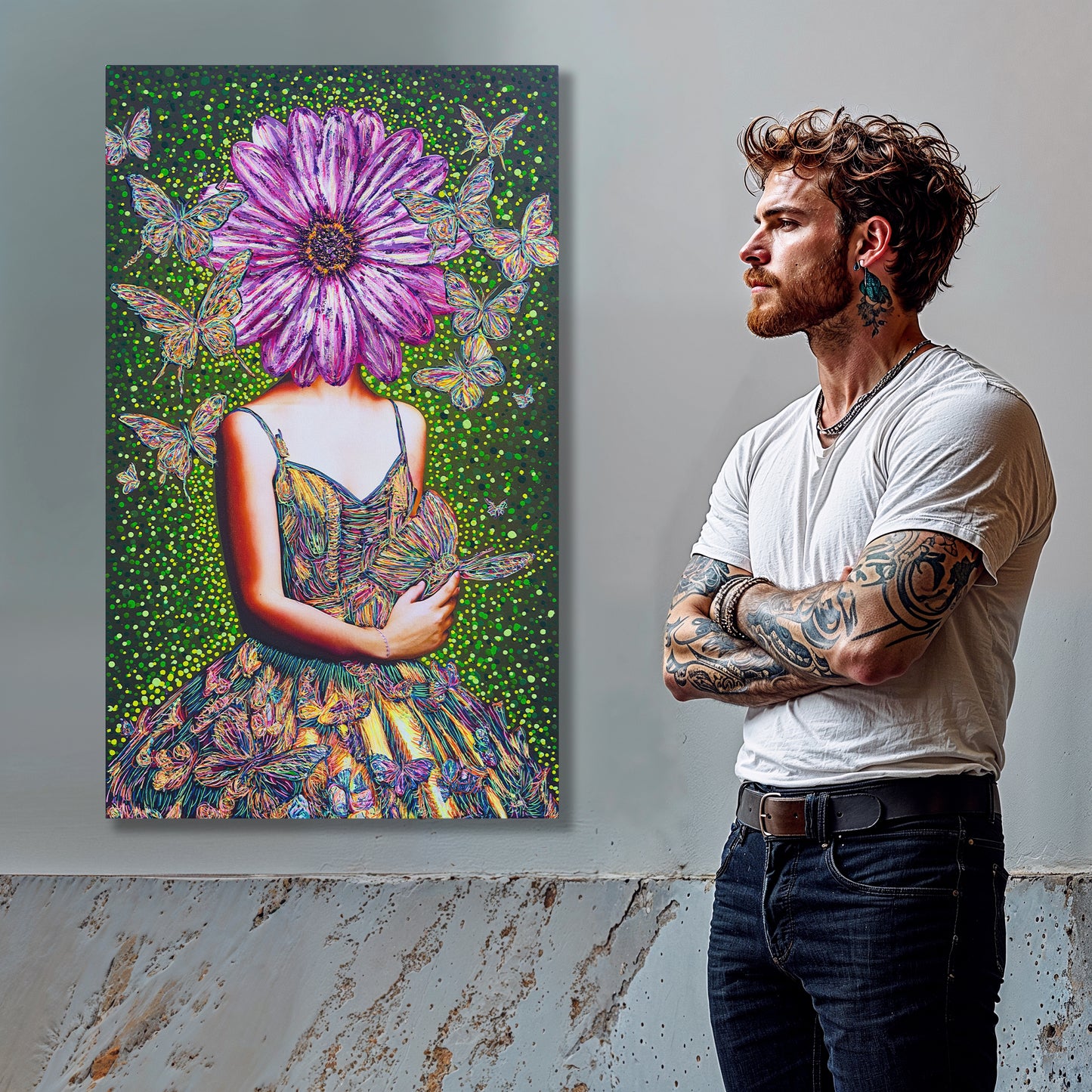 Painting: Butterfly Whisperer 60x100 cm / 24x40 in with AR