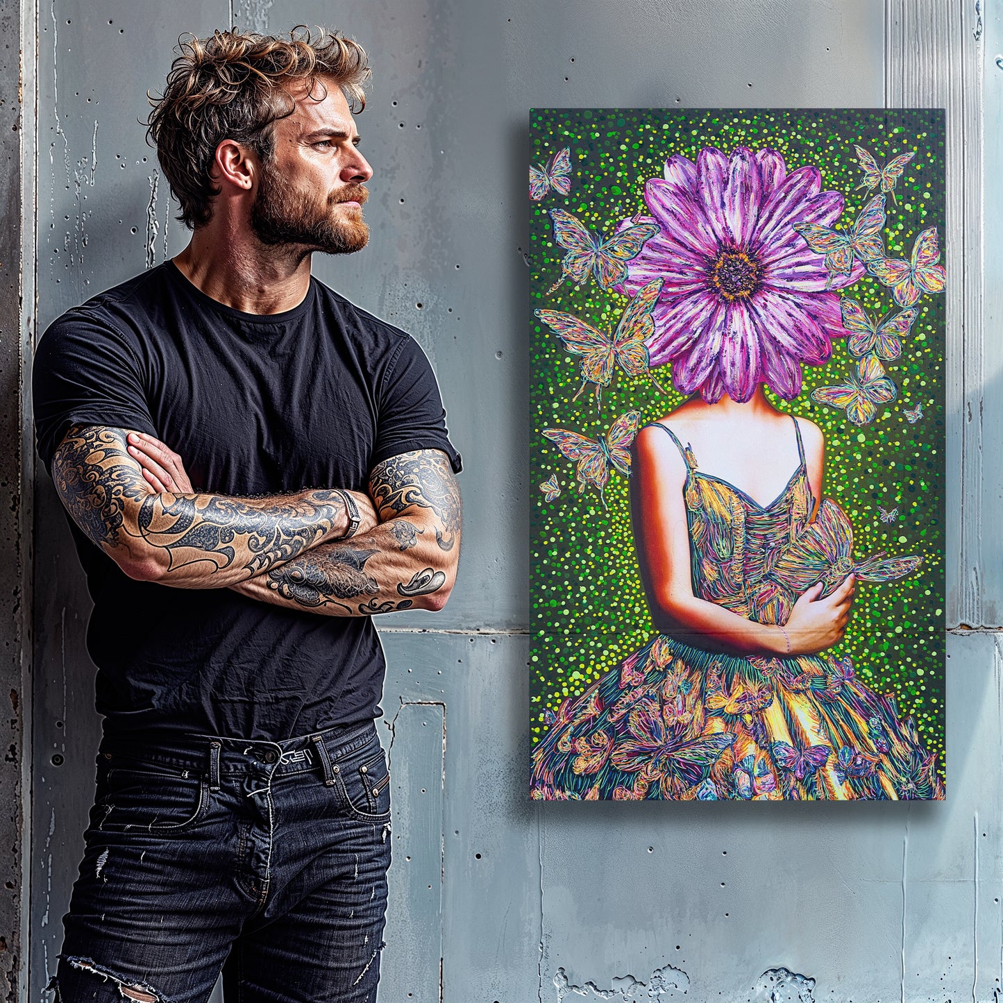 Painting: Butterfly Whisperer 60x100 cm / 24x40 in with AR