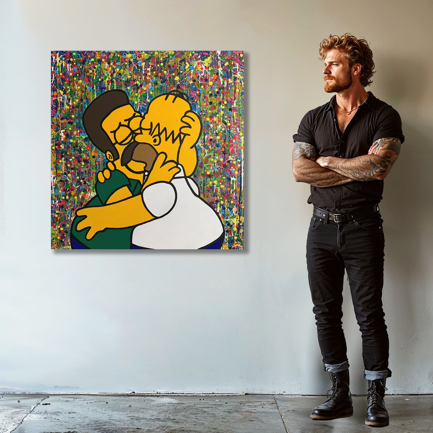 Painting: Yellow Love 100x100 cm / 40x40 in with AR