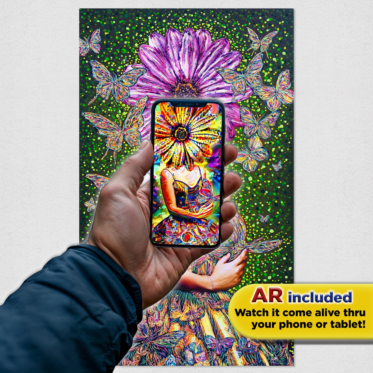Painting: Butterfly Whisperer 60x100 cm / 24x40 in with AR