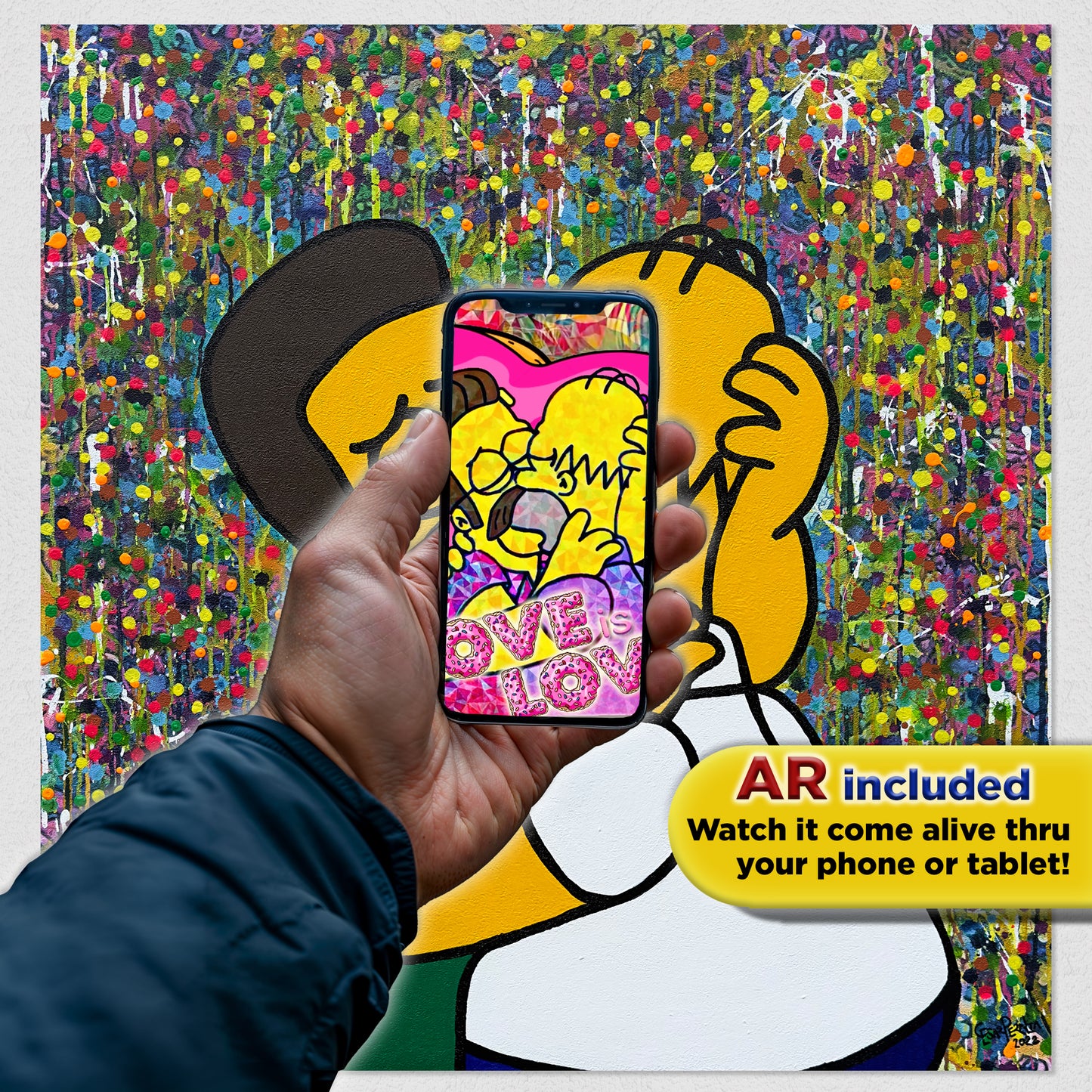 Painting: Yellow Love 100x100 cm / 40x40 in with AR