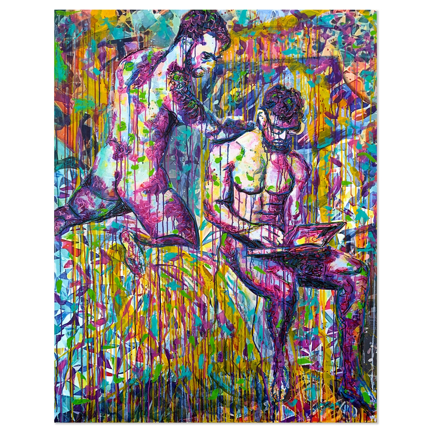 Painting: Love in pandemic times 105x135 cm / 42x54 in with AR