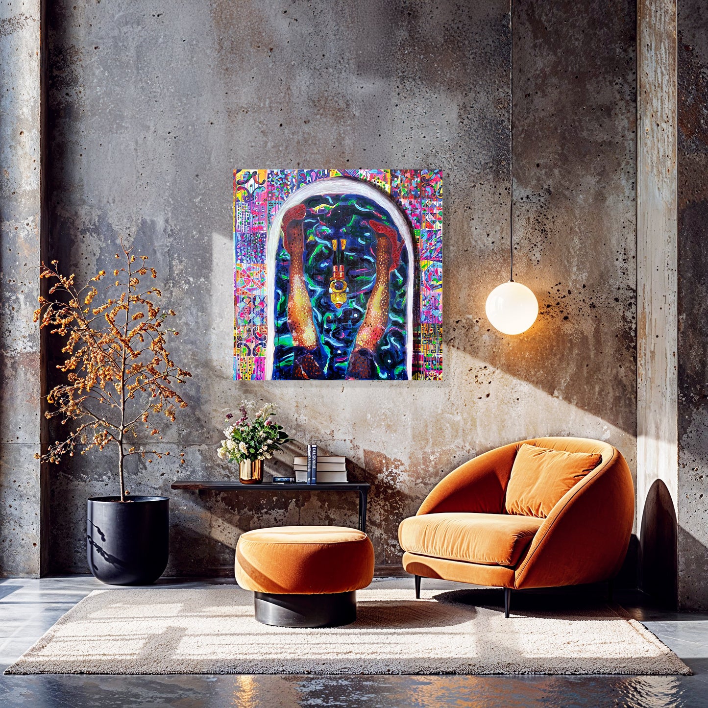 Painting: My own universe inside my bathtub 117x120 cm / 46x48 in with AR