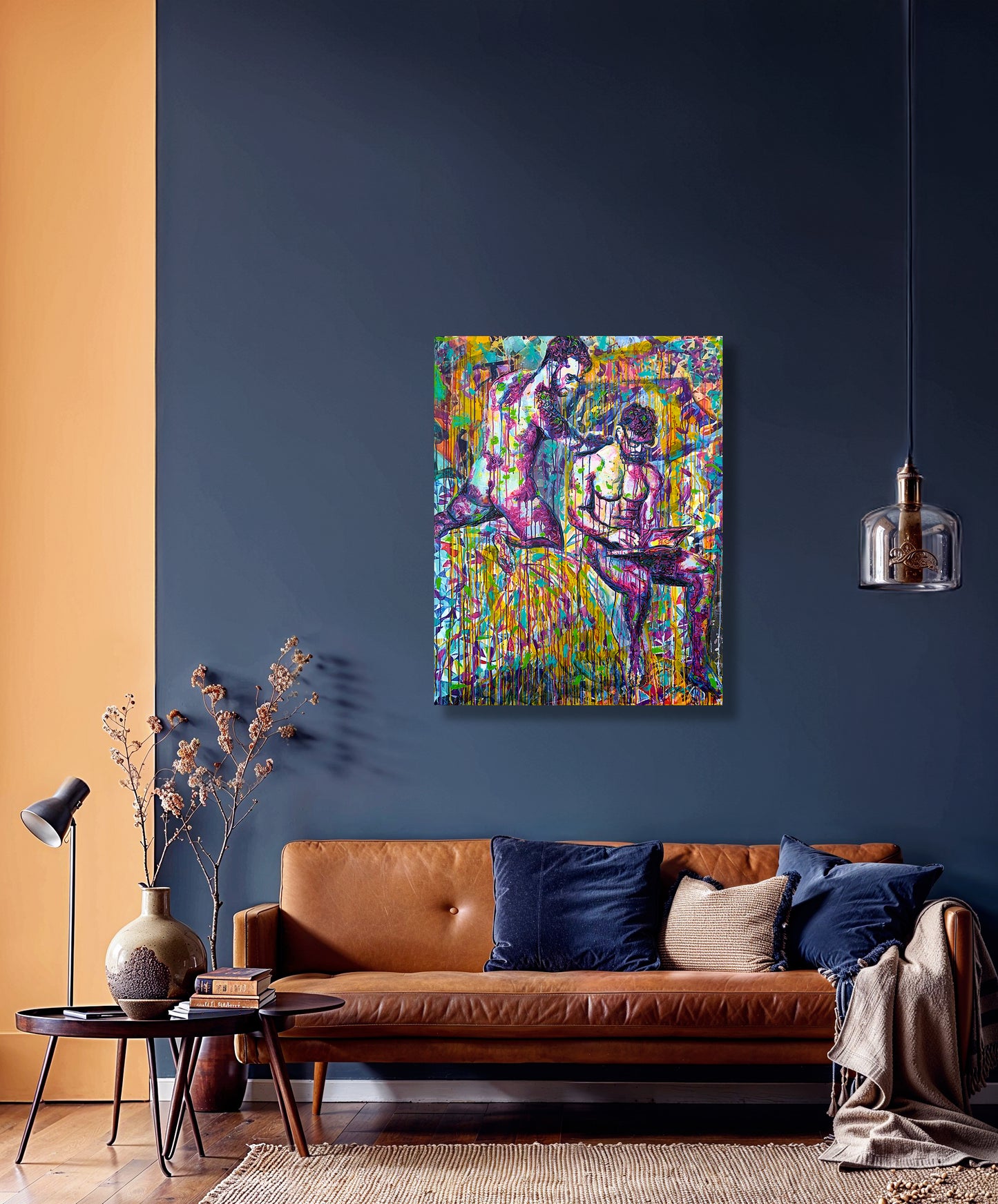 Painting: Love in pandemic times 105x135 cm / 42x54 in with AR