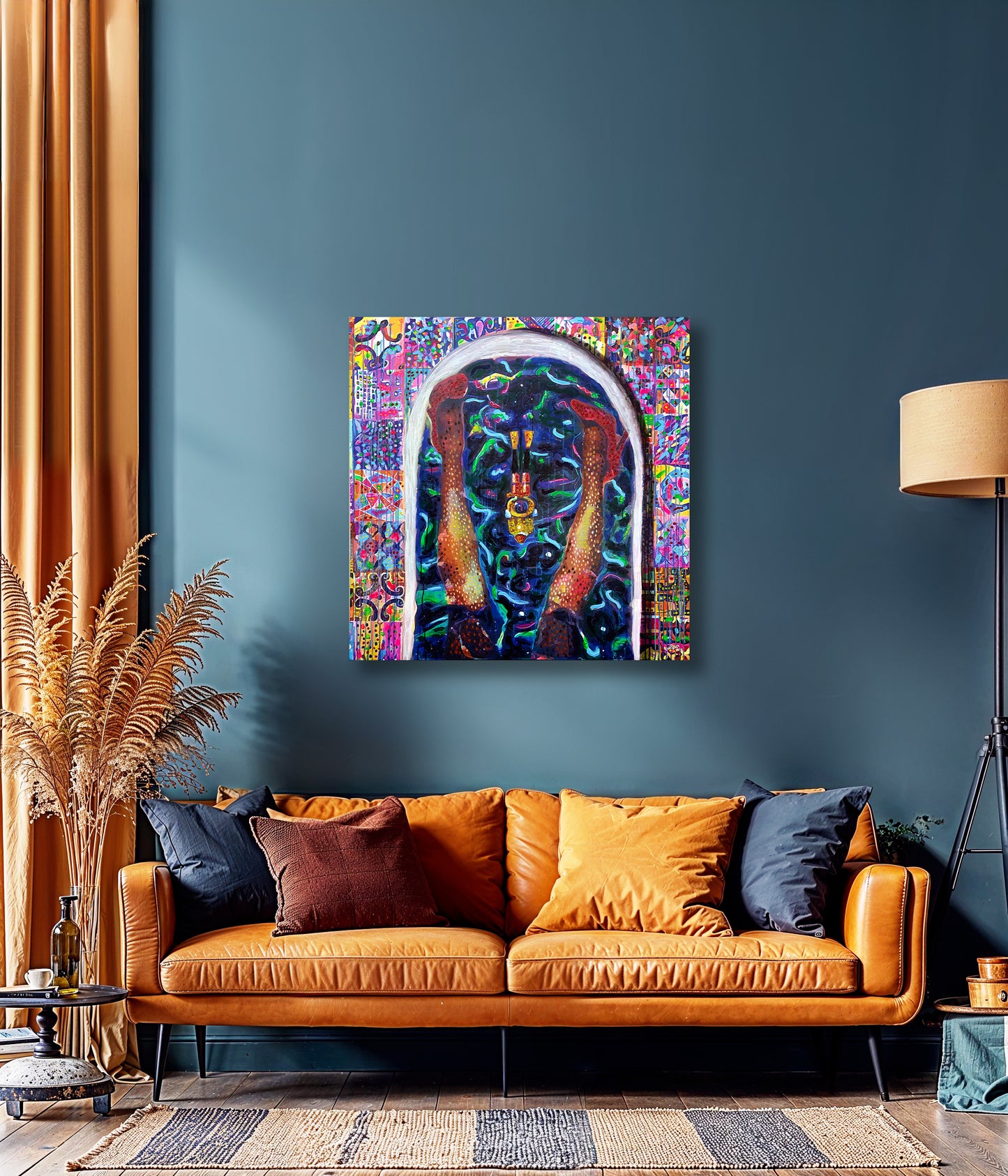Painting: My own universe inside my bathtub 117x120 cm / 46x48 in with AR