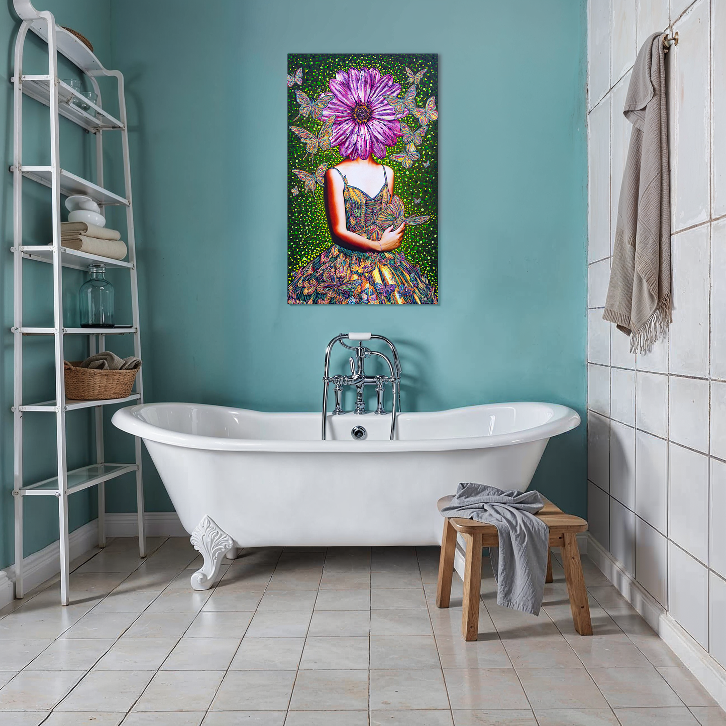 Painting: Butterfly Whisperer 60x100 cm / 24x40 in with AR