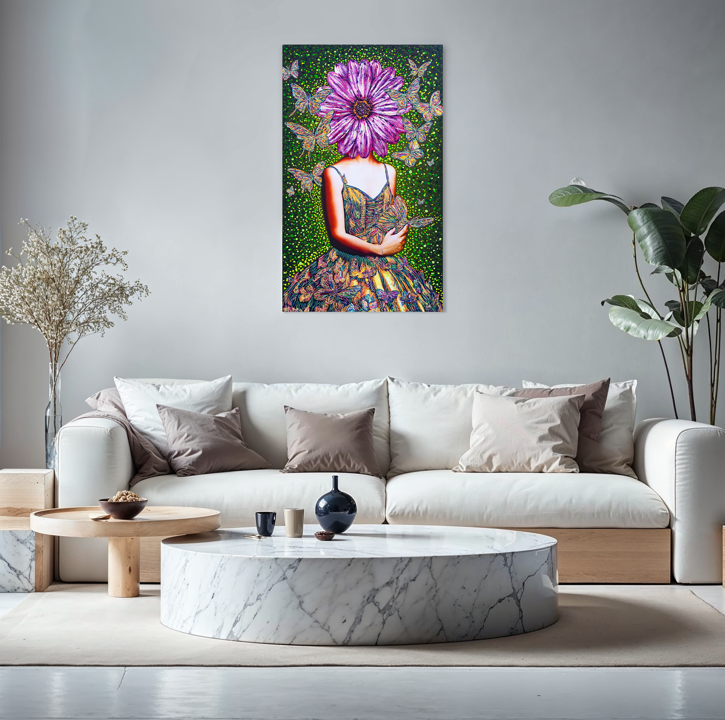 Painting: Butterfly Whisperer 60x100 cm / 24x40 in with AR