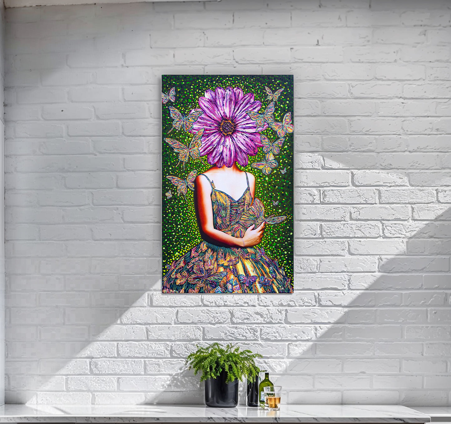 Painting: Butterfly Whisperer 60x100 cm / 24x40 in with AR