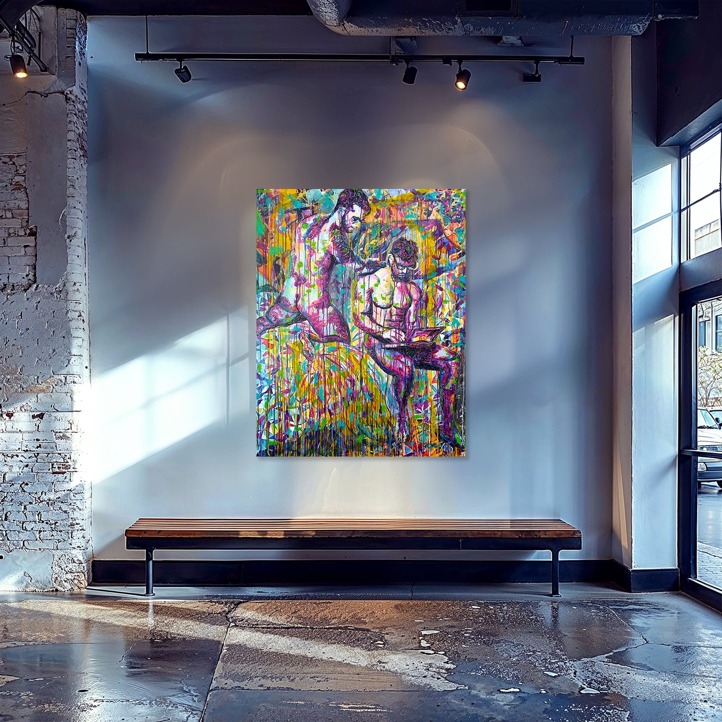 Painting: Love in pandemic times 105x135 cm / 42x54 in with AR