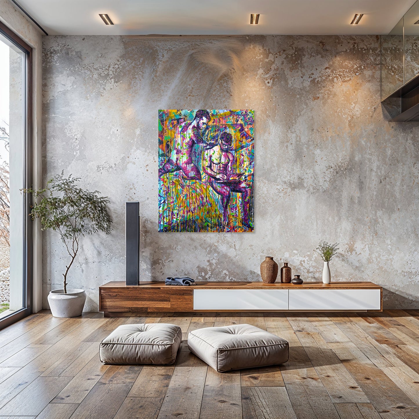 Painting: Love in pandemic times 105x135 cm / 42x54 in with AR