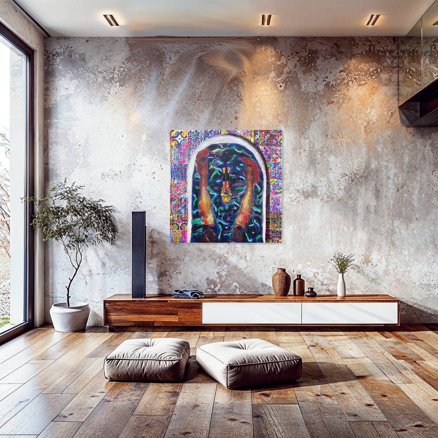 Painting: My own universe inside my bathtub 117x120 cm / 46x48 in with AR