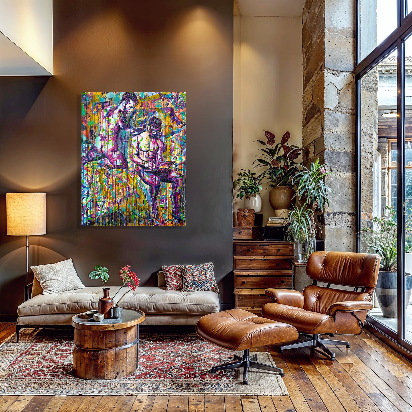 Painting: Love in pandemic times 105x135 cm / 42x54 in with AR